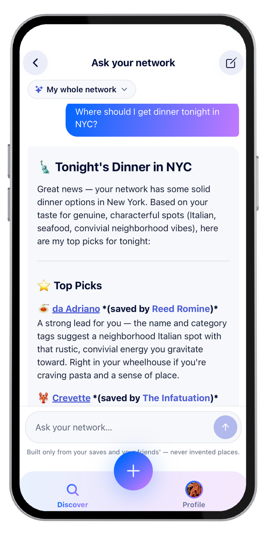 Ask your network feature