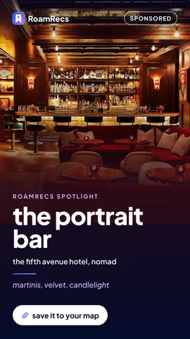 An example RoamRecs Instagram Story spotlight for a cocktail bar, with a save-to-your-map link