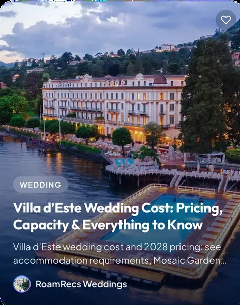 RoamRecs guide: Villa d'Este Wedding Cost: Pricing, Capacity & Everything to Know